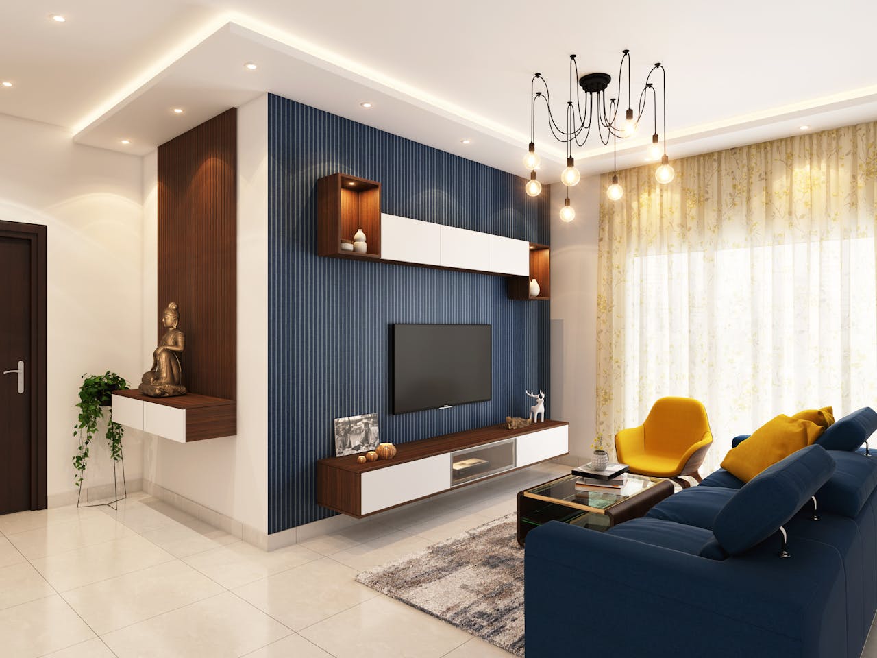 gallery-2 Contemporary and cozy living room interior with elegant decor in Bangalore.